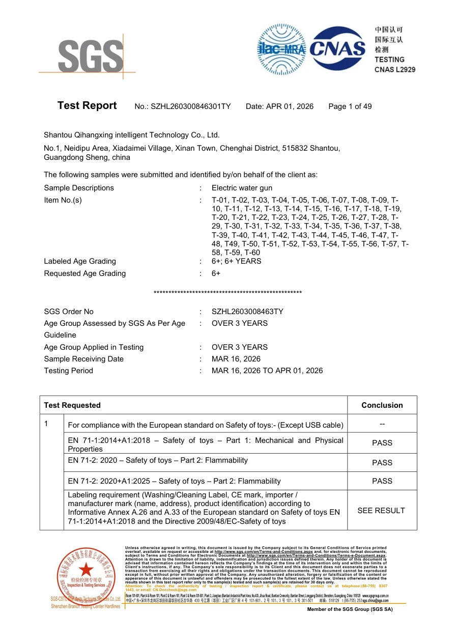 EN71 & BS EN71 test report — original document preview