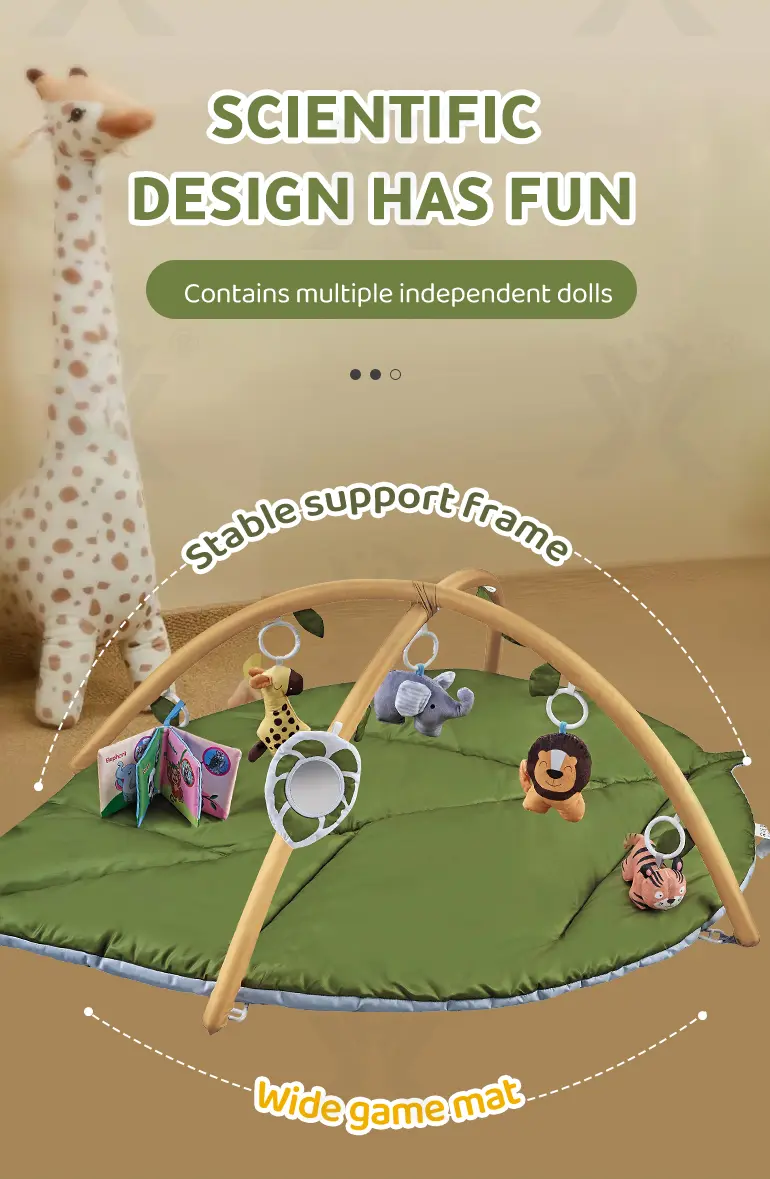 Baby Play Mat Gyms, “Forest Leaf” Shape, with Wooden Stand (TG4526477) — product detail panel 3