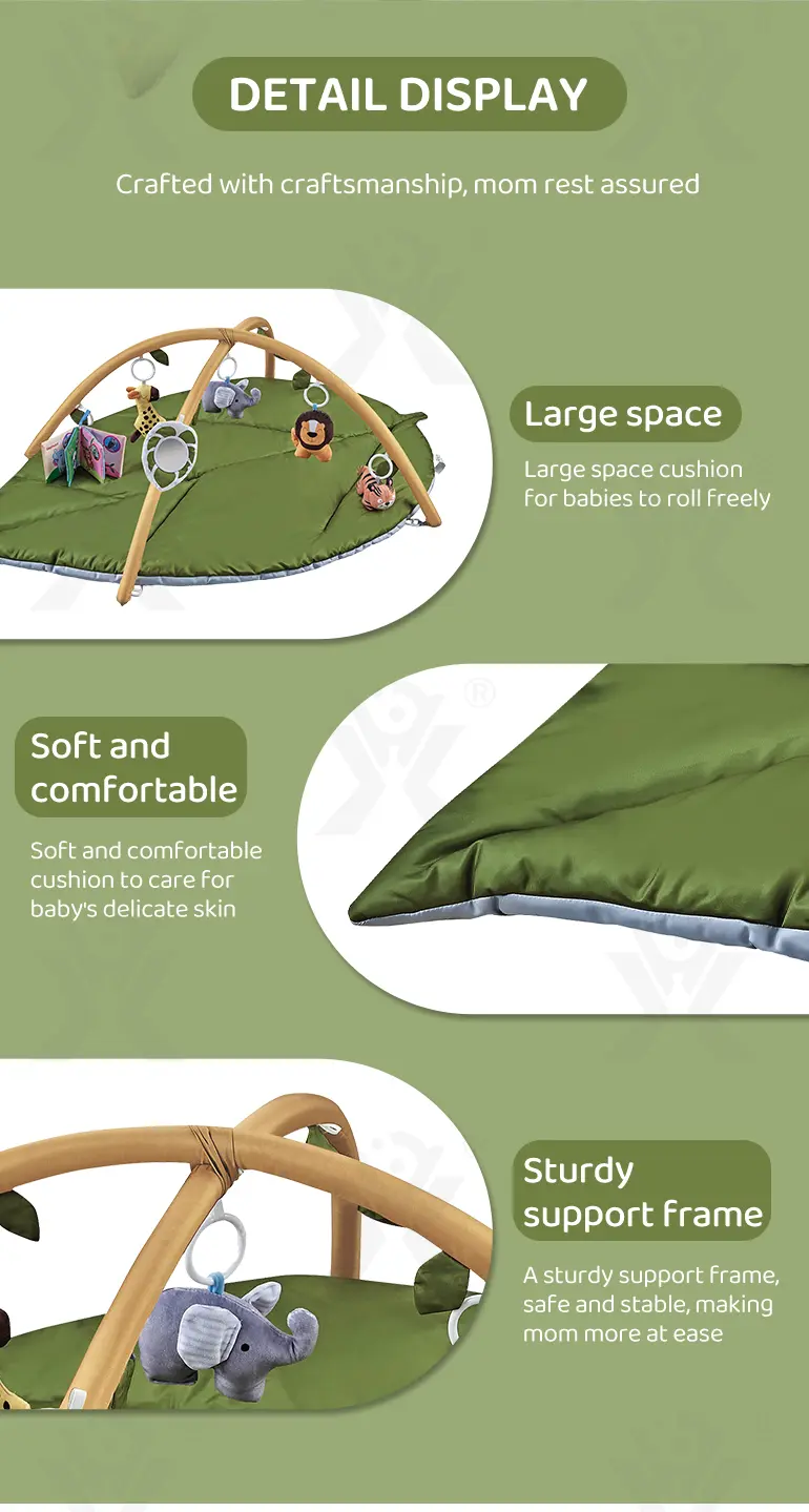Baby Play Mat Gyms, “Forest Leaf” Shape, with Wooden Stand (TG4526477) — product detail panel 6