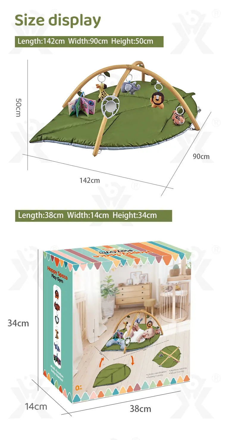 Baby Play Mat Gyms, “Forest Leaf” Shape, with Wooden Stand (TG4526477) — product detail panel 8