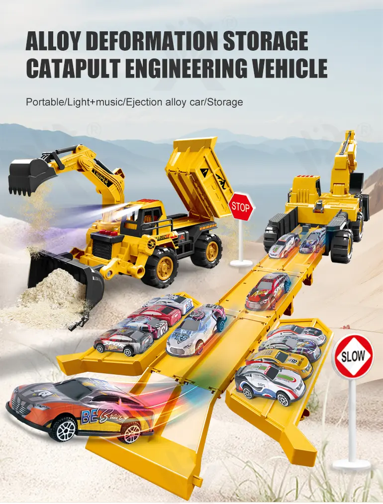 Construction Vehicle Toy Set, Includes a Toy Cars and a Modular Track Component (TG4526031) — product detail panel 1
