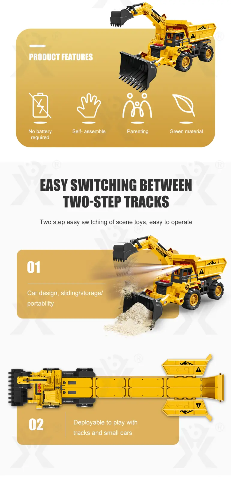 Construction Vehicle Toy Set, Includes a Toy Cars and a Modular Track Component (TG4526031) — product detail panel 2