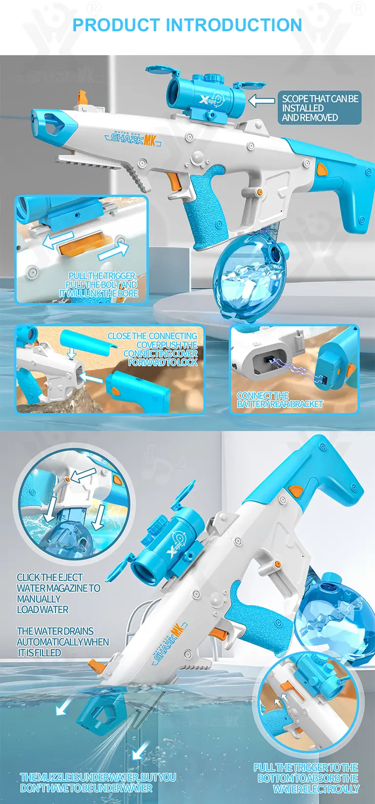 Water Guns, Bulk Kids Water Gun Toys for Sale, with Electric Automatic Continuous Shooting System (TG4485085) — product detail panel 4
