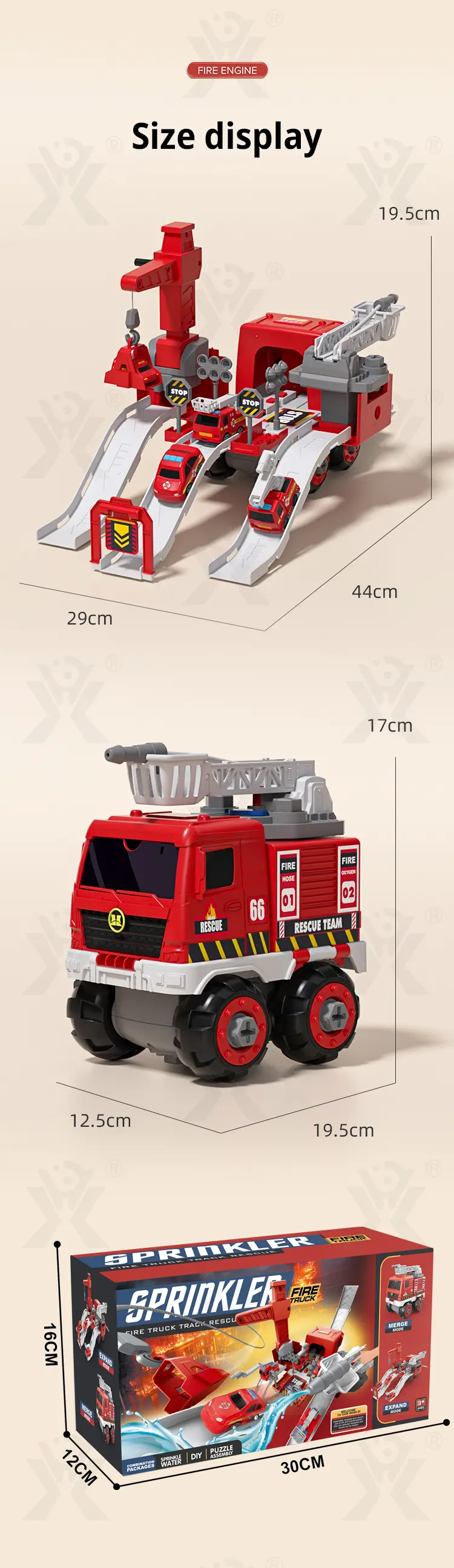 Fire Truck Toy Sets, With Deformable Track, Support OEM/ODM (TG4866075) — product detail panel 12