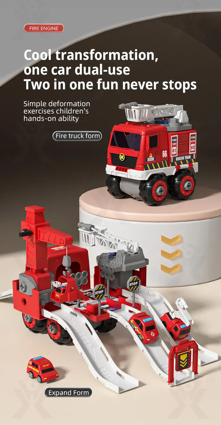 Fire Truck Toy Sets, With Deformable Track, Support OEM/ODM (TG4866075) — product detail panel 3