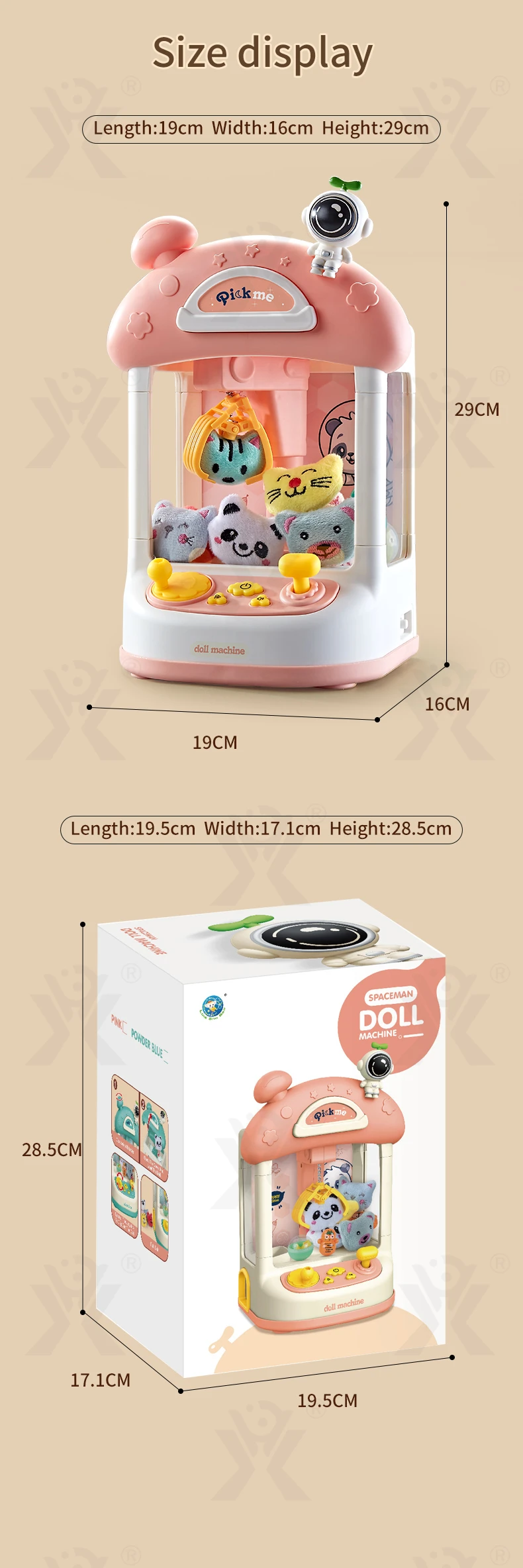Astronaut-Themed Mini Claw Machine Toy with Plush Dolls, Sound & Light Effects, and Surprise Eggs (TG4262258) — product detail panel 11