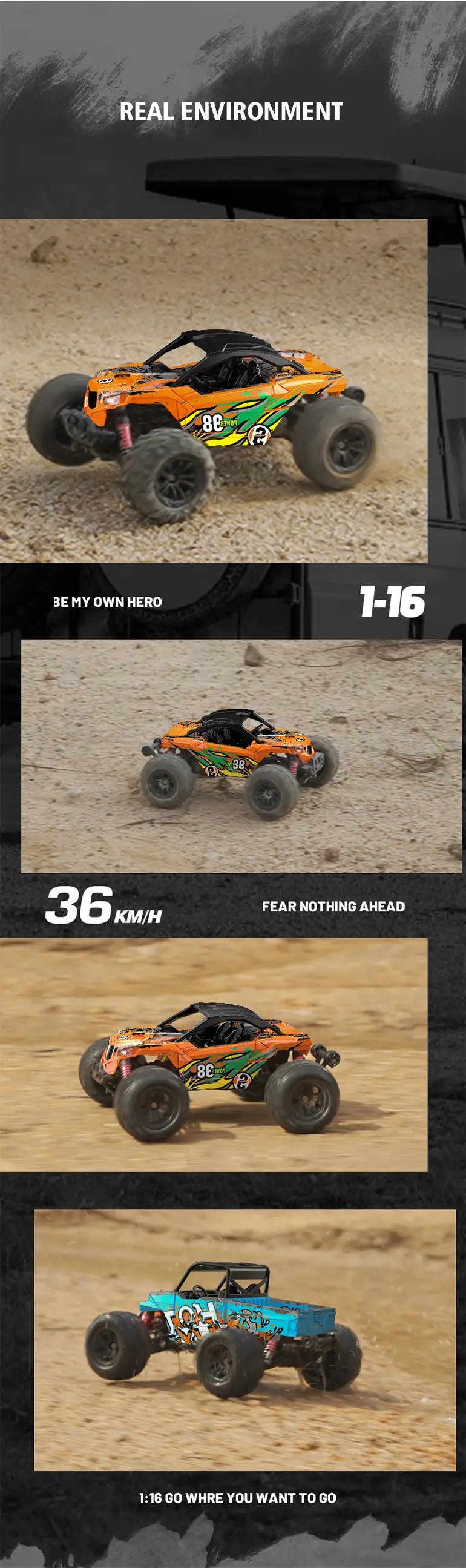 High-Speed RC Cars, 36km/h, 1:16 Simulation Car Body, Six Colors Available (TG4048964) — product detail panel 10