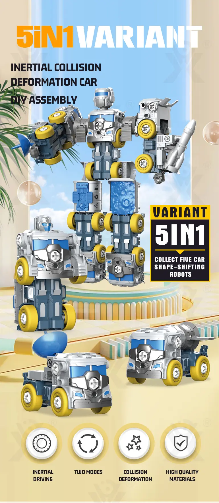 5-in-1 Transforming Construction Robot Toy Set for Kids (TG4469642) — product detail panel 1