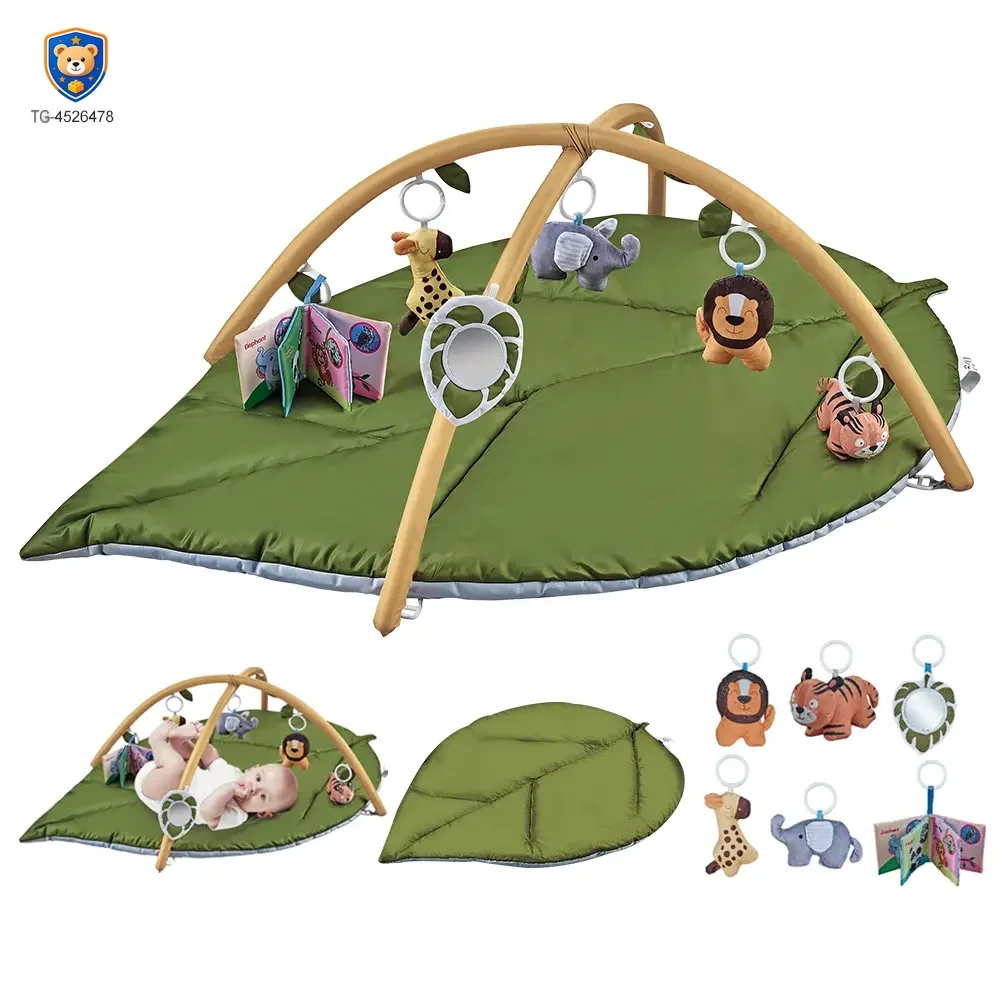 Baby Play Mat Gyms, “Forest Leaf” Shape, with Wooden Stand — product view 1