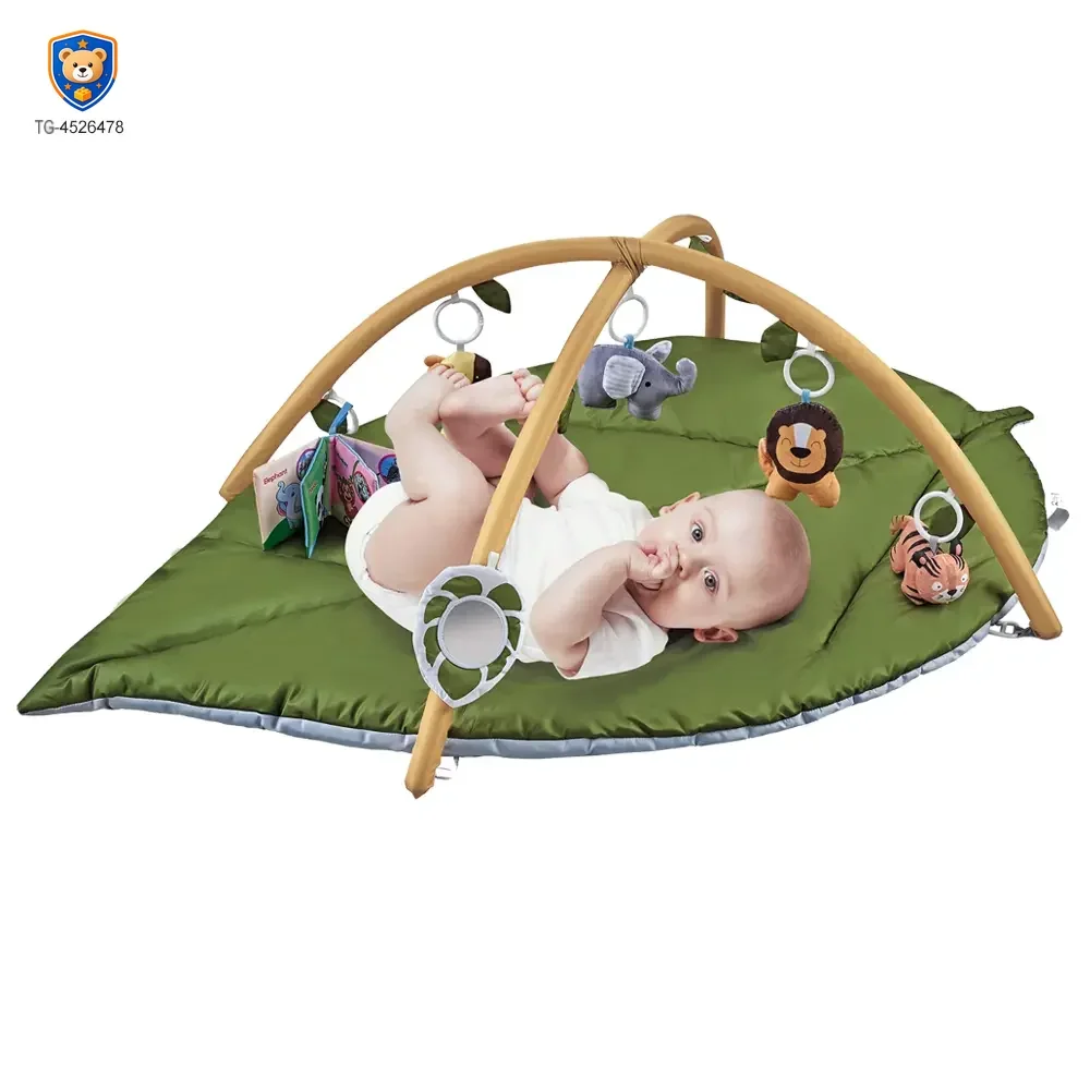 Baby Play Mat Gyms, “Forest Leaf” Shape, with Wooden Stand — product view 2