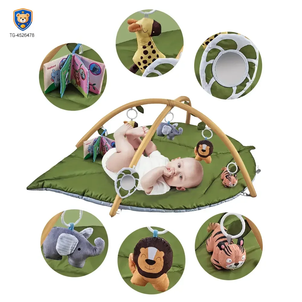 Baby Play Mat Gyms, “Forest Leaf” Shape, with Wooden Stand — product view 5