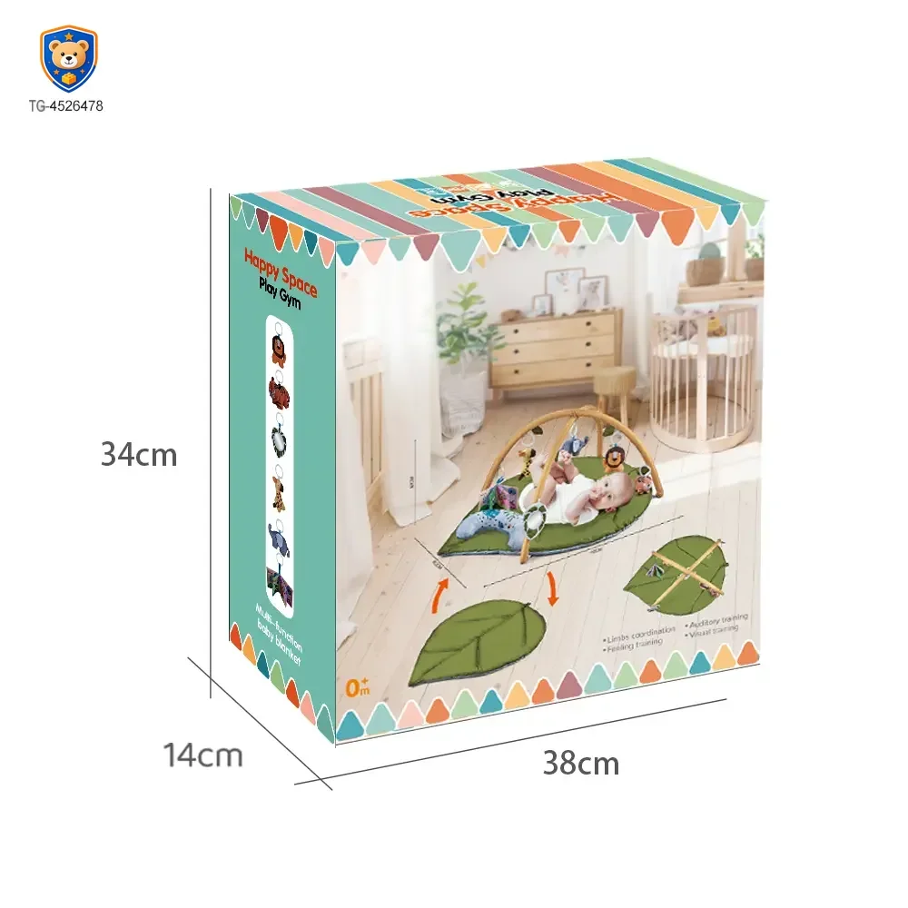 Baby Play Mat Gyms, “Forest Leaf” Shape, with Wooden Stand — product view 7