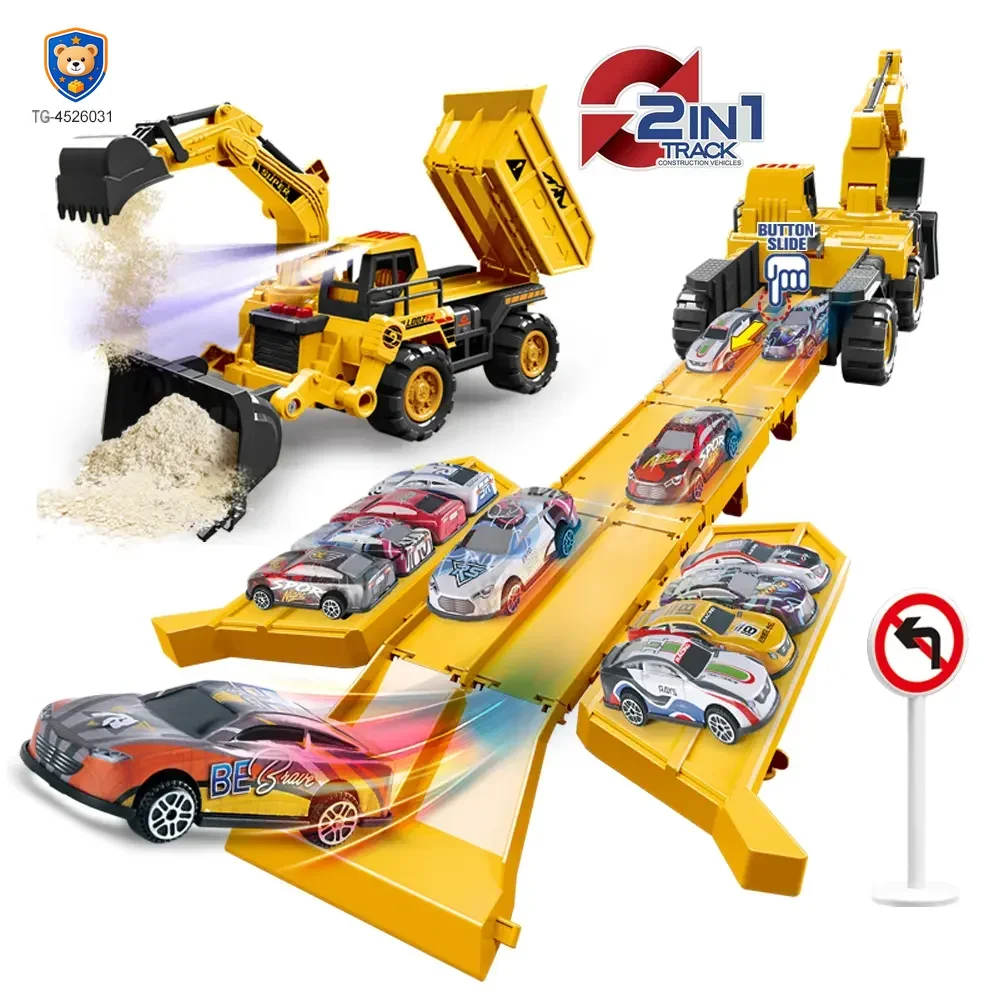 Construction Vehicle Toy Set, Includes a Toy Cars and a Modular Track Component — product view 1