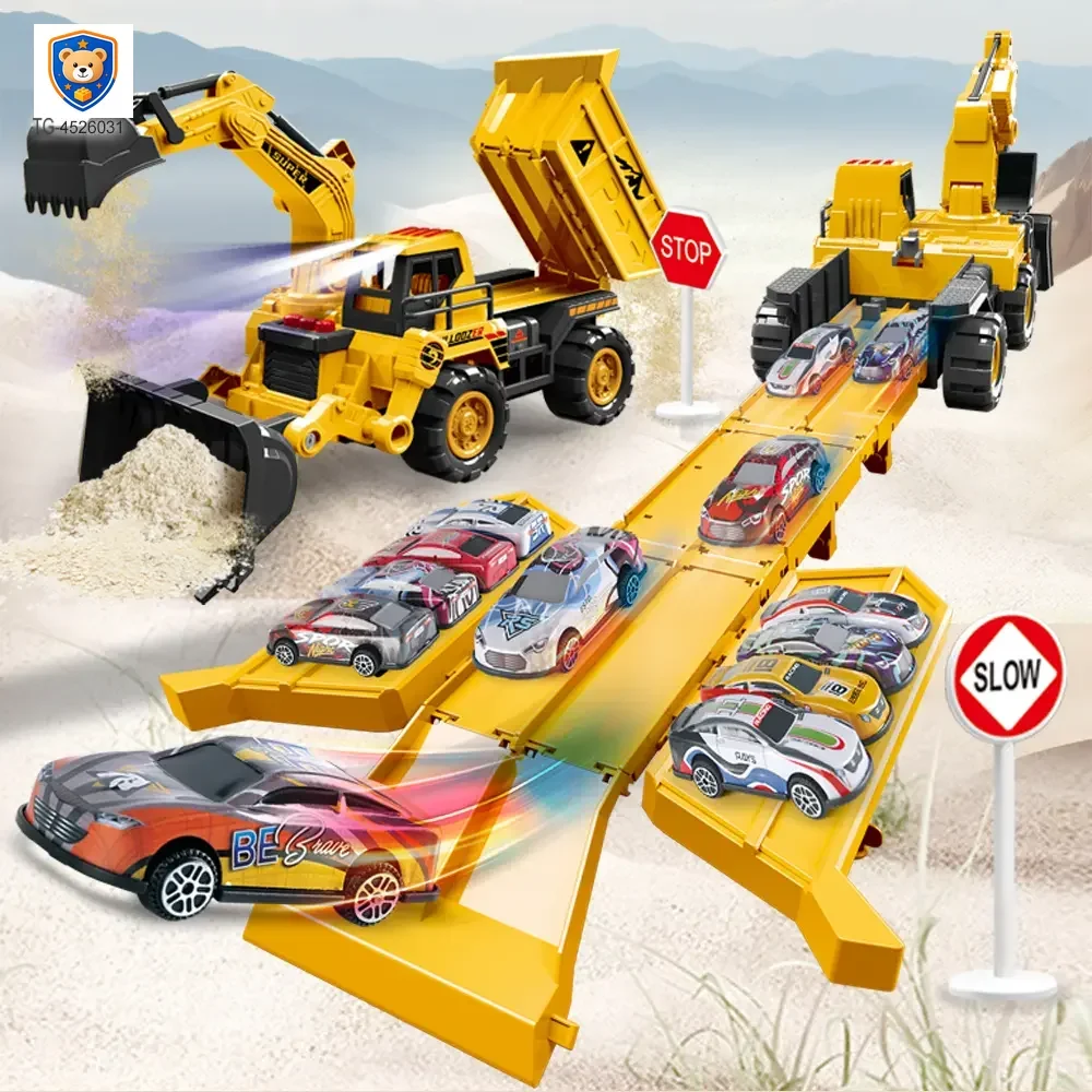 Construction Vehicle Toy Set, Includes a Toy Cars and a Modular Track Component — product view 3