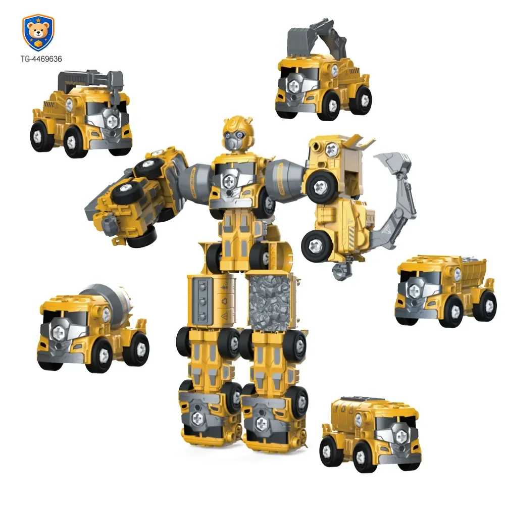 5-in-1 Transforming Construction Vehicle Robot Toy Set for Kids — product view 1
