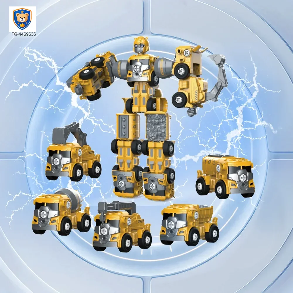 5-in-1 Transforming Construction Vehicle Robot Toy Set for Kids — product view 2