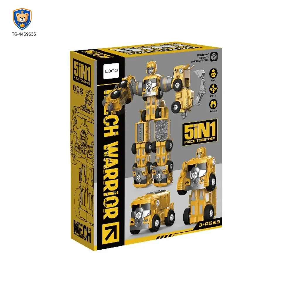 5-in-1 Transforming Construction Vehicle Robot Toy Set for Kids — product view 5