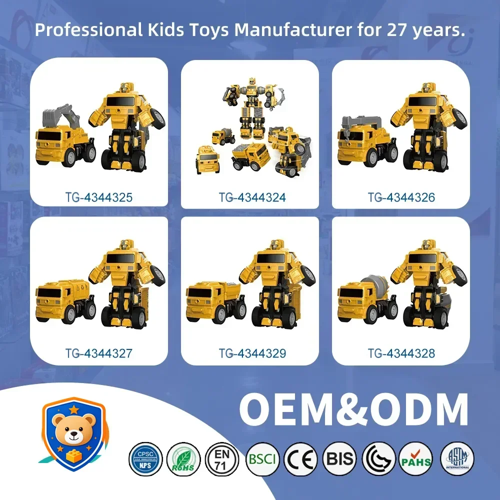 5-in-1 Transforming Construction Vehicle Robot Toy Set for Kids — product view 6