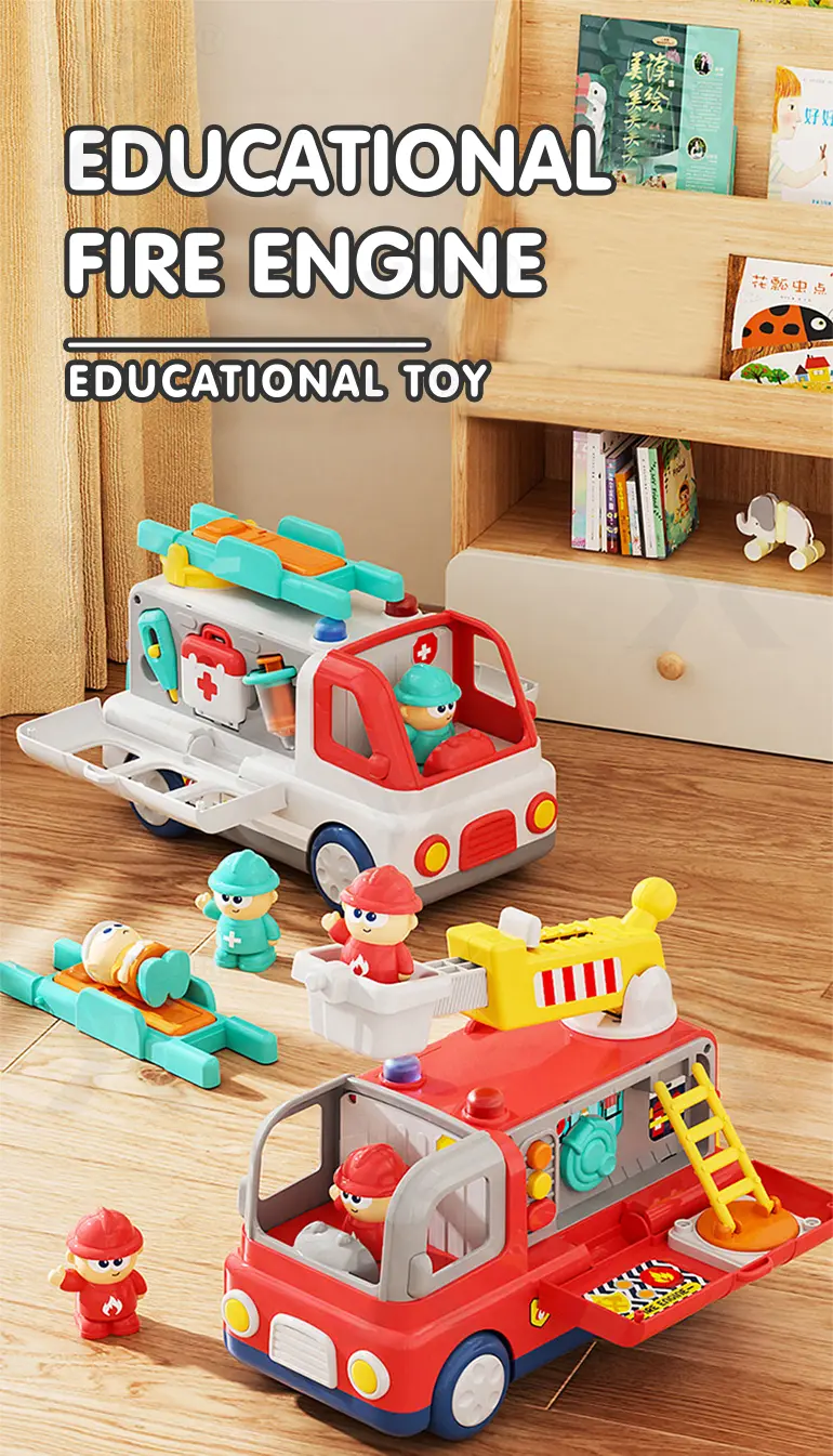 Interactive Firefighter Truck Toy with Rotating Ladder, Sound & Light Effects (TG4905975) — product detail panel 1