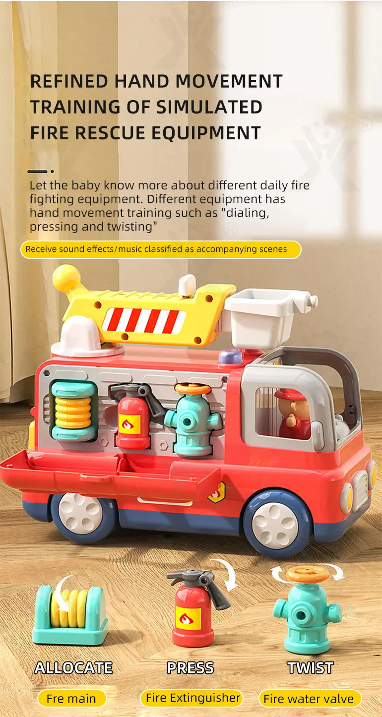 Interactive Firefighter Truck Toy with Rotating Ladder, Sound & Light Effects (TG4905975) — product detail panel 4
