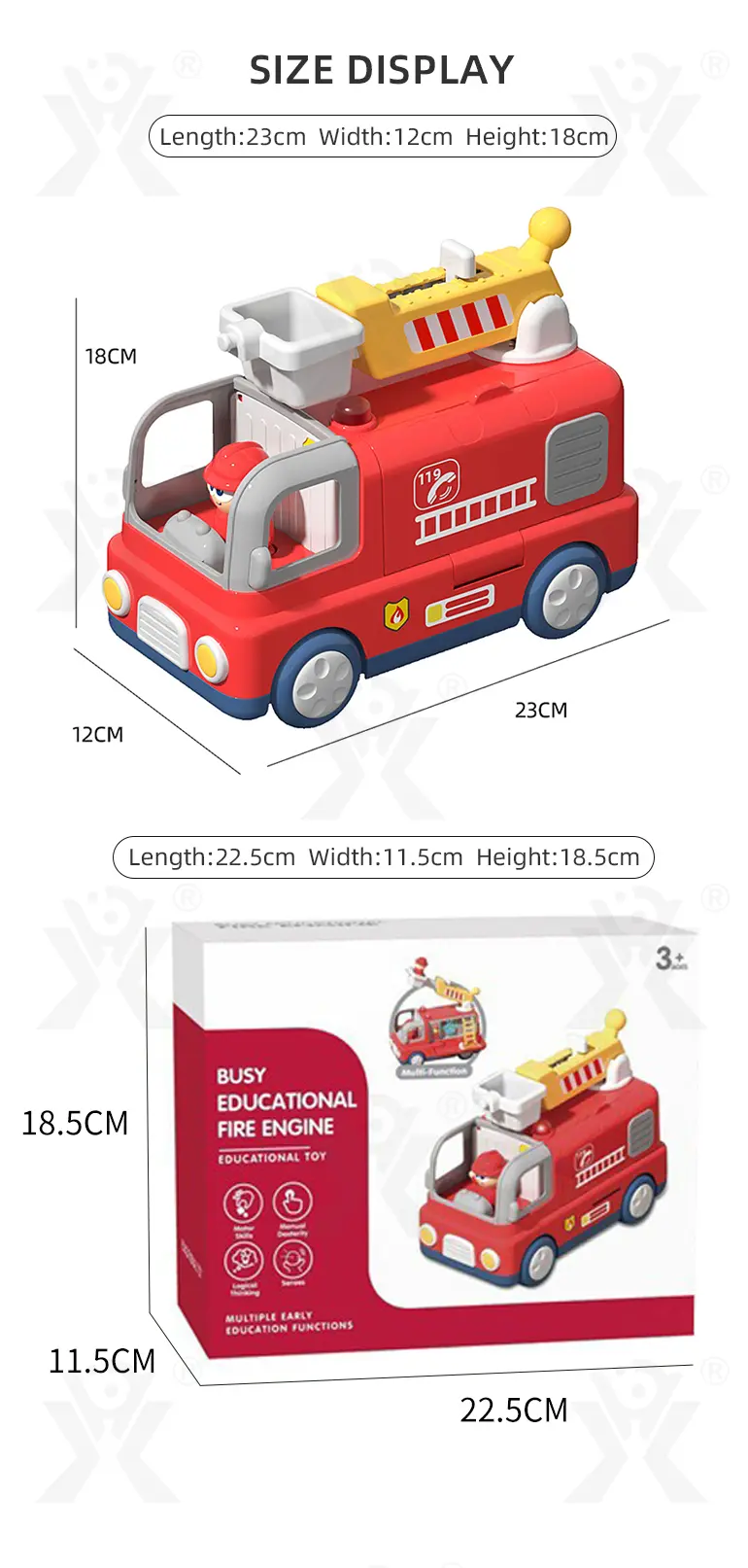 Interactive Firefighter Truck Toy with Rotating Ladder, Sound & Light Effects (TG4905975) — product detail panel 9