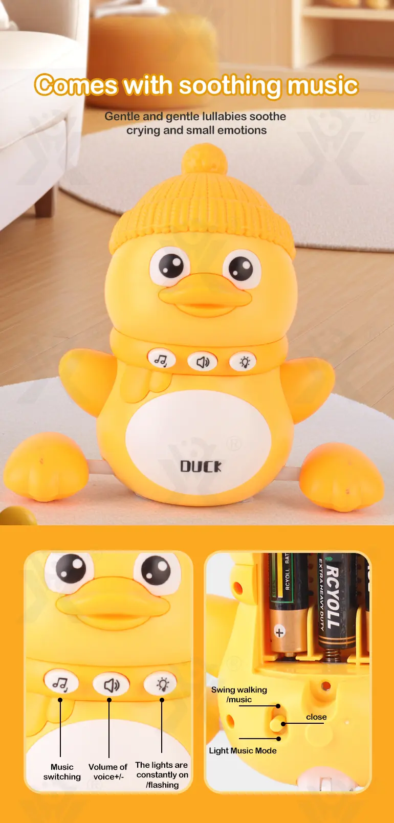 Magnetic Crawling Duck Toy for Babies-Music, Light & Interactive Play (TG4900006) — product detail panel 6
