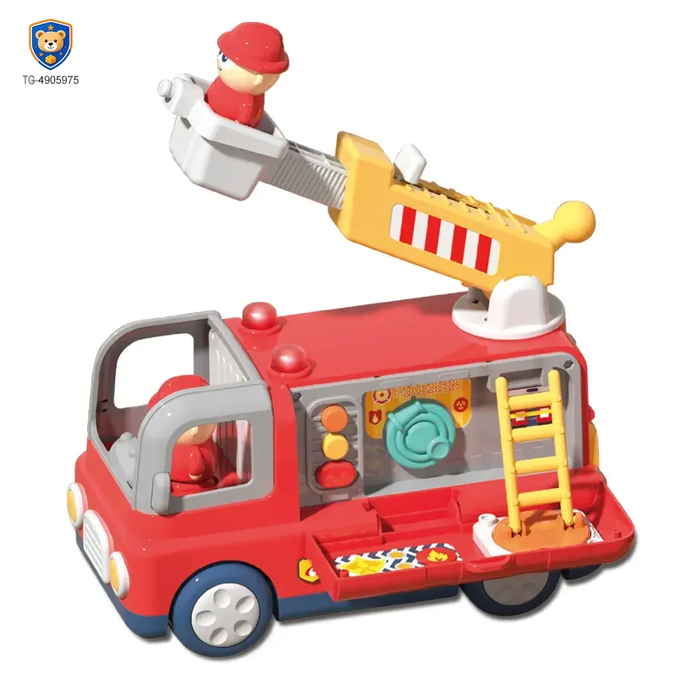 Interactive Firefighter Truck Toy with Rotating Ladder, Sound & Light Effects — product view 1