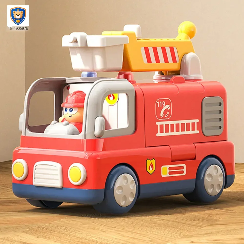 Interactive Firefighter Truck Toy with Rotating Ladder, Sound & Light Effects — product view 4