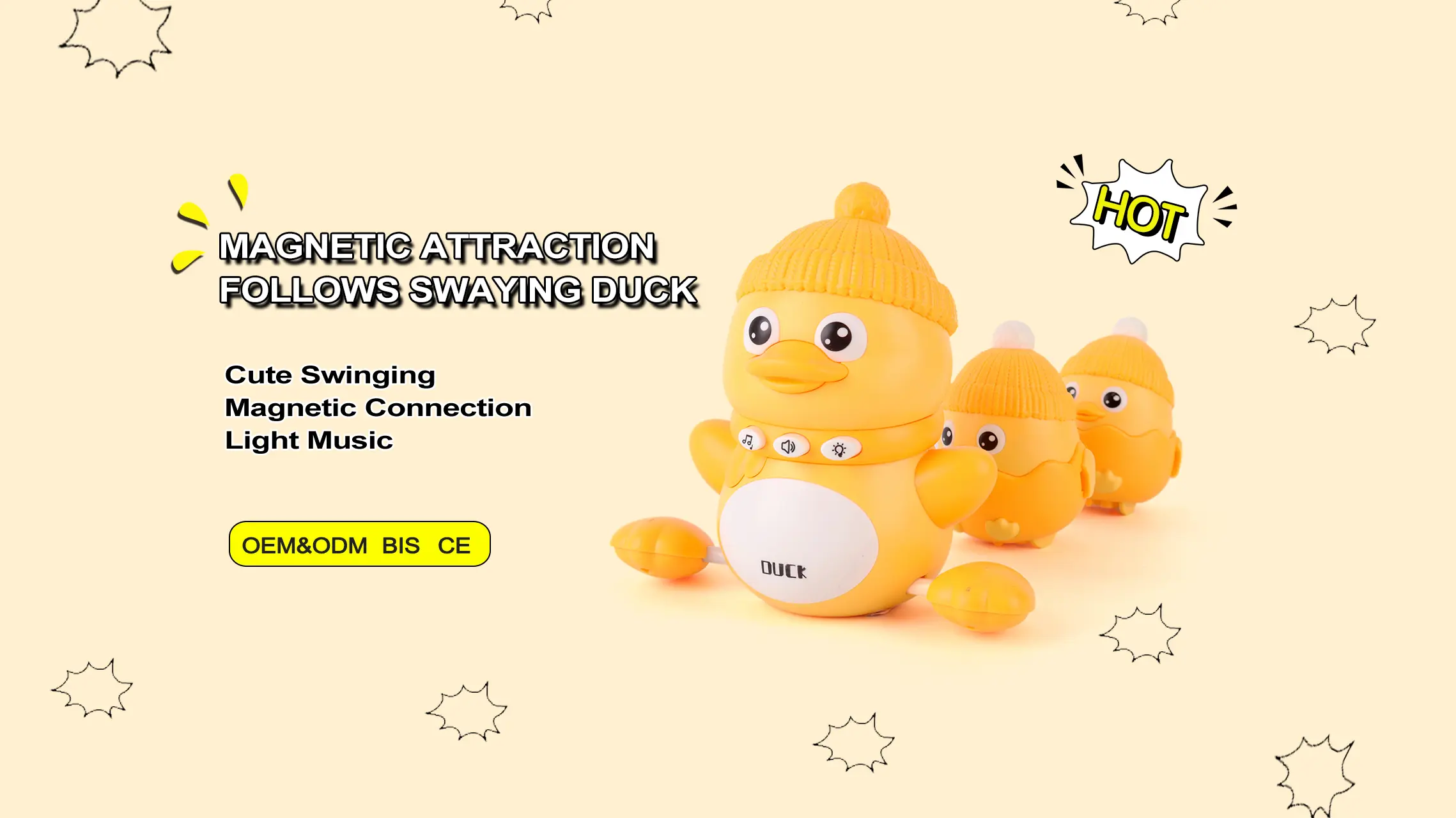 Magnetic Crawling Duck Toy for Babies-Music, Light & Interactive Play — product view 7