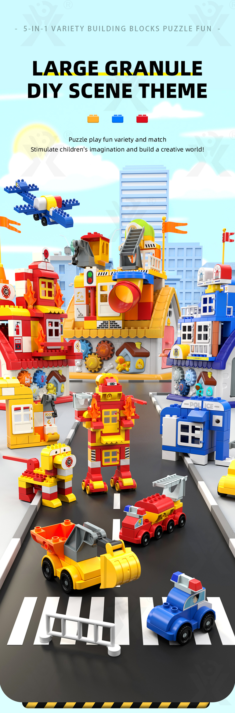 5-in-1 Police Station Building Blocks Toy for Kids (TG4299083) — product detail panel 1