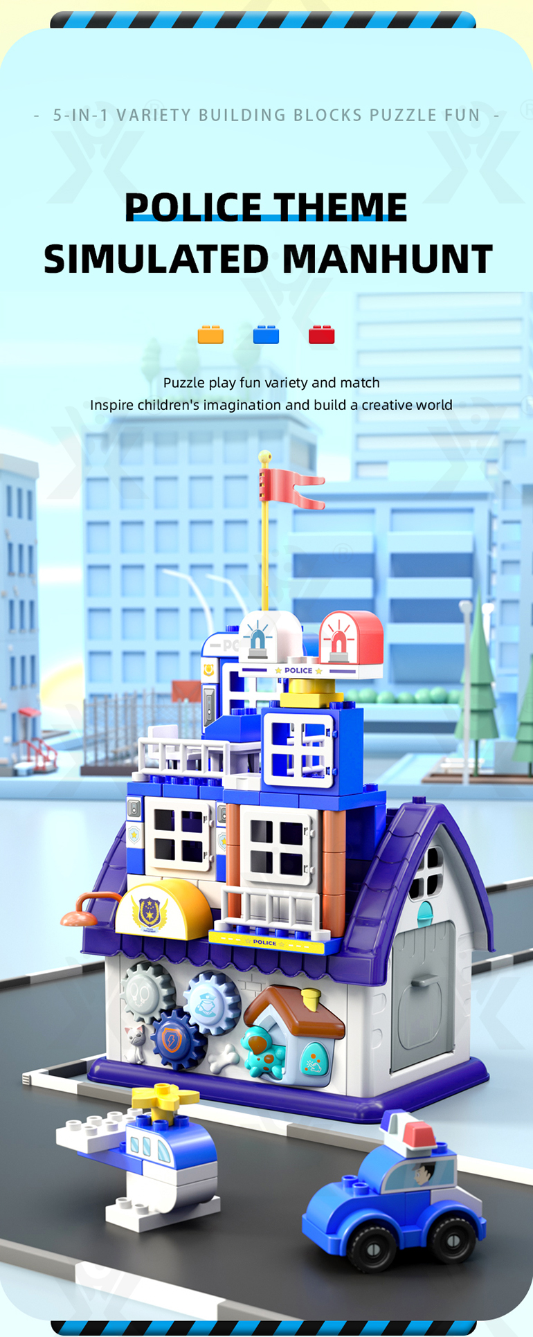 5-in-1 Police Station Building Blocks Toy for Kids (TG4299083) — product detail panel 5