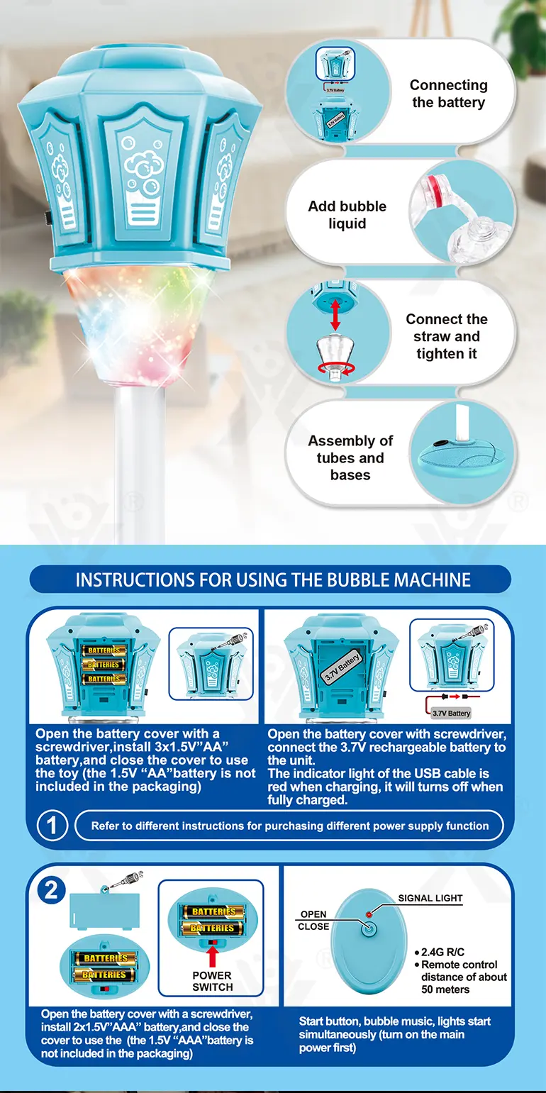 Remote Control Standing Bubble Machines with Lights & Music (TG4971782) — product detail panel 5