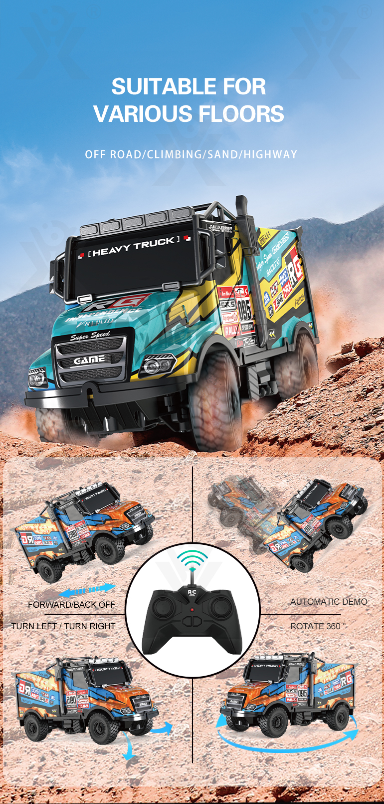 RC Truck Rally Toy For Kids, All-terrain Tyres (TG4263466) — product detail panel 3