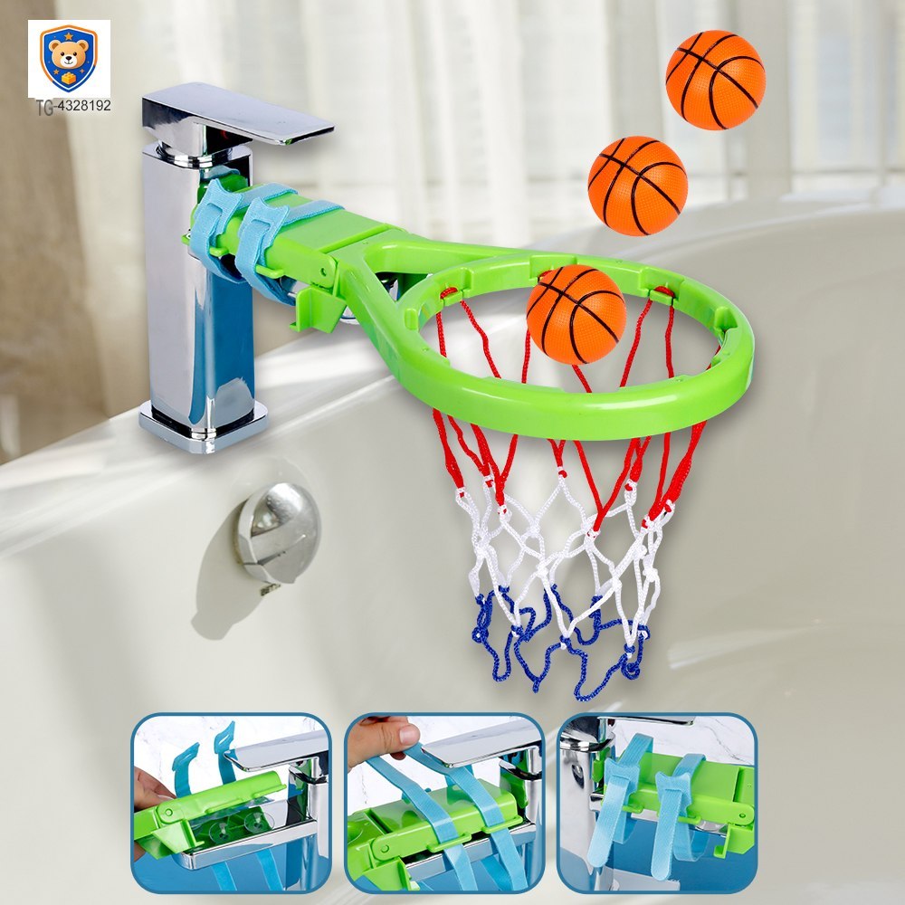 2-in-1 Kids’ Bath Basketball Hoop Toy with Suction Cups & Straps — product view 2