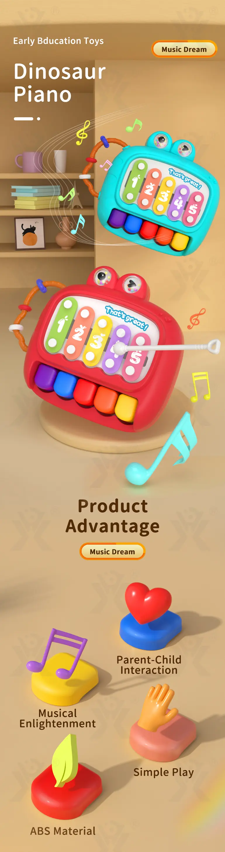 Kids Interactive Xylophone & Piano Toy (TG4330913) — product detail panel 1