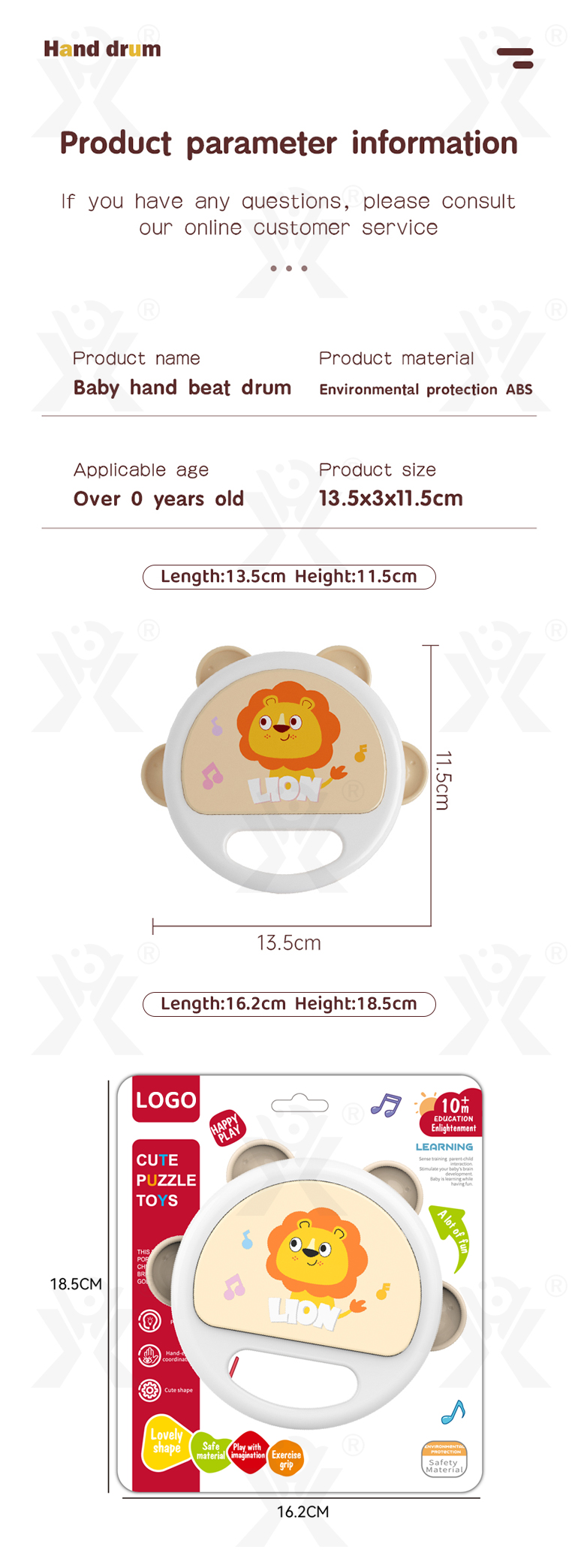 Baby Hand Drum Toy with Shake & Clap Sounds (TG4301261) — product detail panel 8