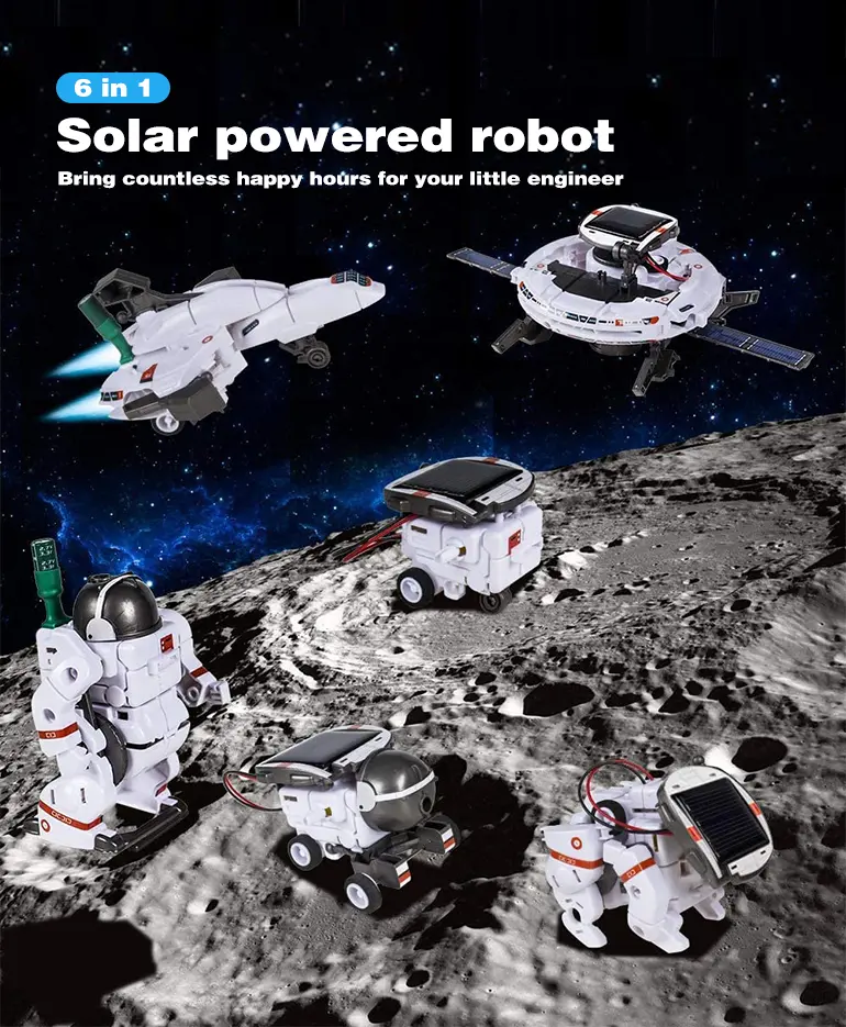 Bulk 6-in-1 Solar Robot Toy Powered By Solar Energy for Kids STEM Learning (TG2312845) — product detail panel 1