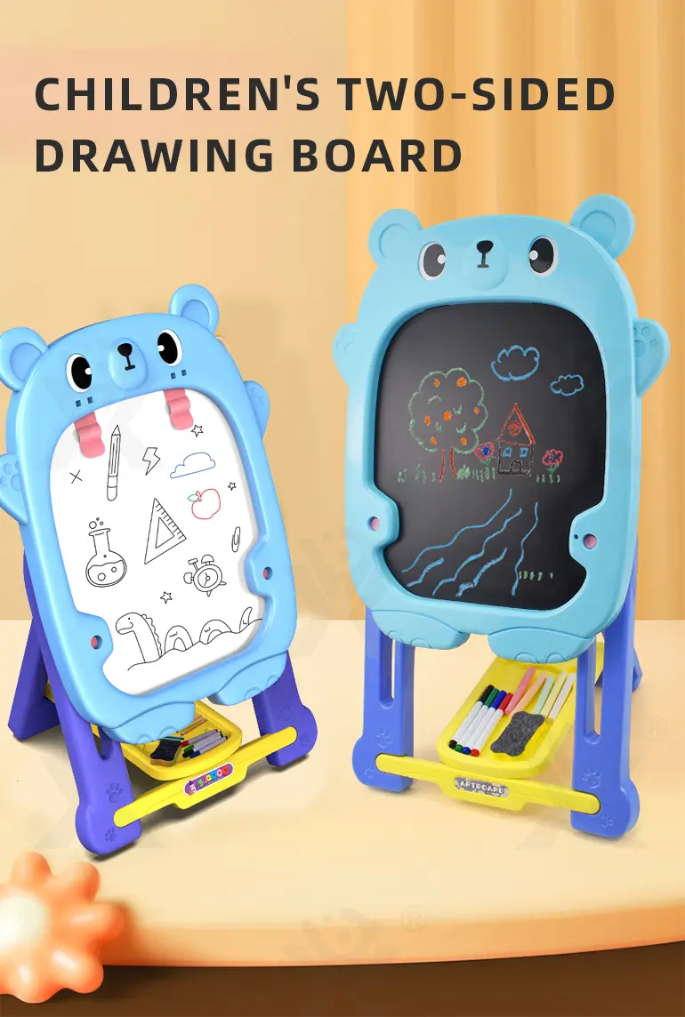 Double-Sided Kids Drawing Board with Adjustable Easel & Storage Tray (TG2335589) — product detail panel 1