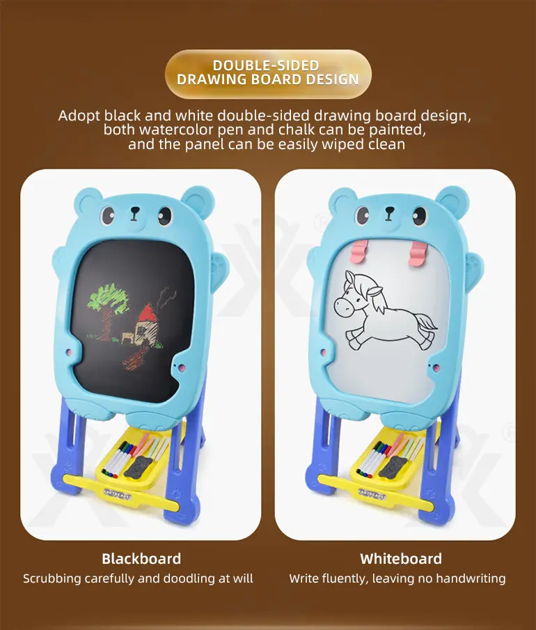 Double-Sided Kids Drawing Board with Adjustable Easel & Storage Tray (TG2335589) — product detail panel 2
