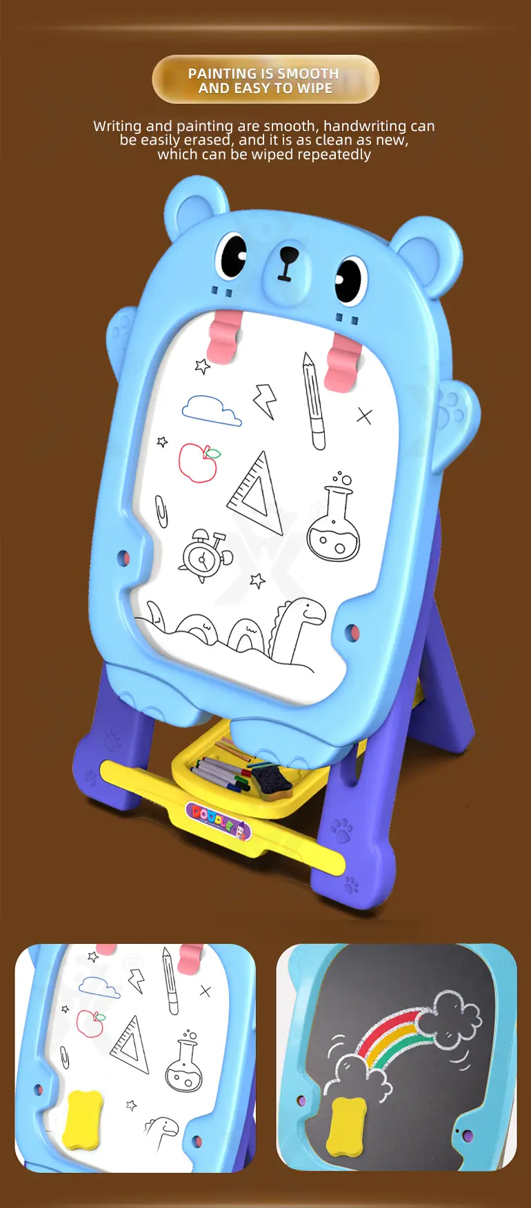 Double-Sided Kids Drawing Board with Adjustable Easel & Storage Tray (TG2335589) — product detail panel 5