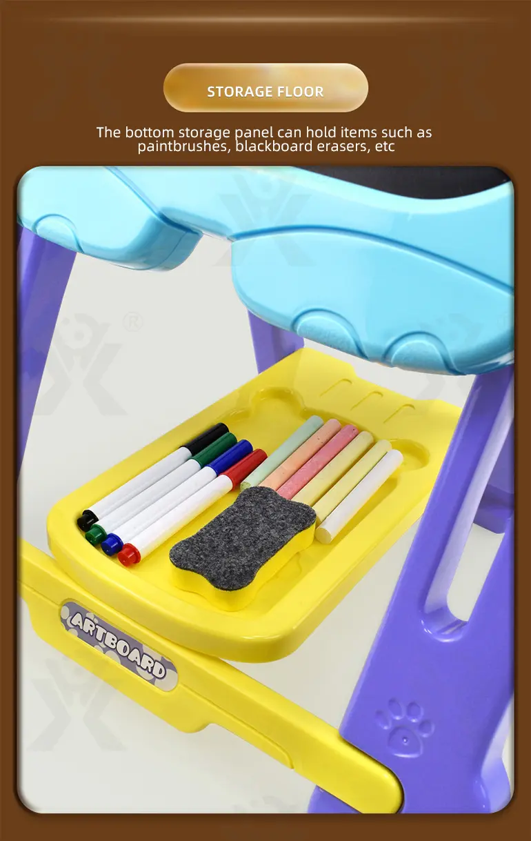 Double-Sided Kids Drawing Board with Adjustable Easel & Storage Tray (TG2335589) — product detail panel 7