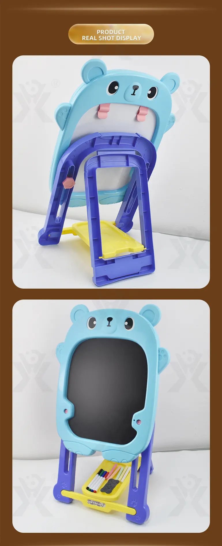 Double-Sided Kids Drawing Board with Adjustable Easel & Storage Tray (TG2335589) — product detail panel 9