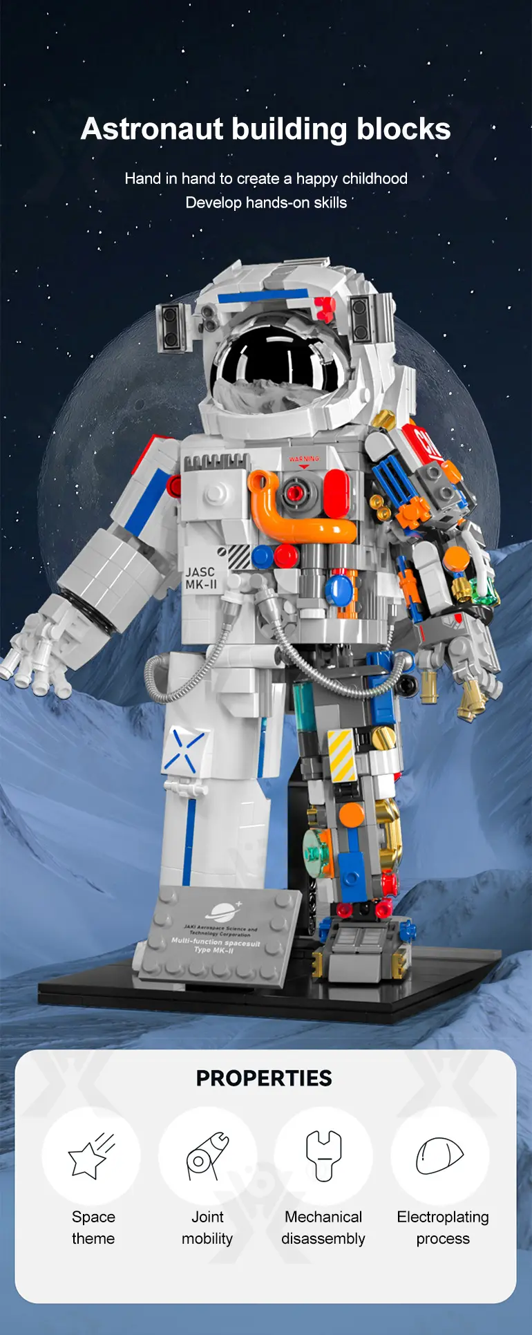 Astronaut Model Toy with Movable Joints & Electroplated Helmet (TG4303956) — product detail panel 1
