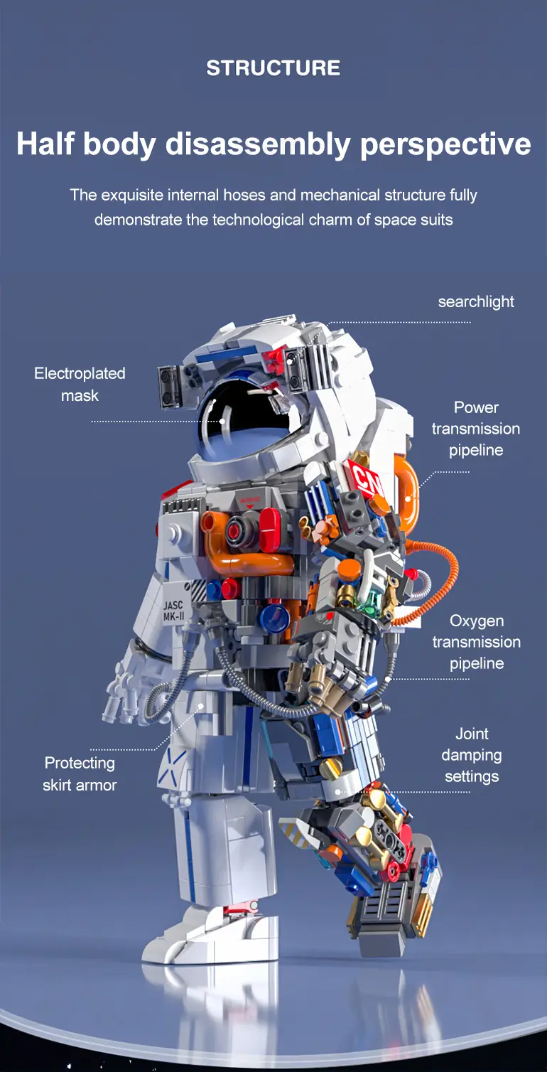 Astronaut Model Toy with Movable Joints & Electroplated Helmet (TG4303956) — product detail panel 2