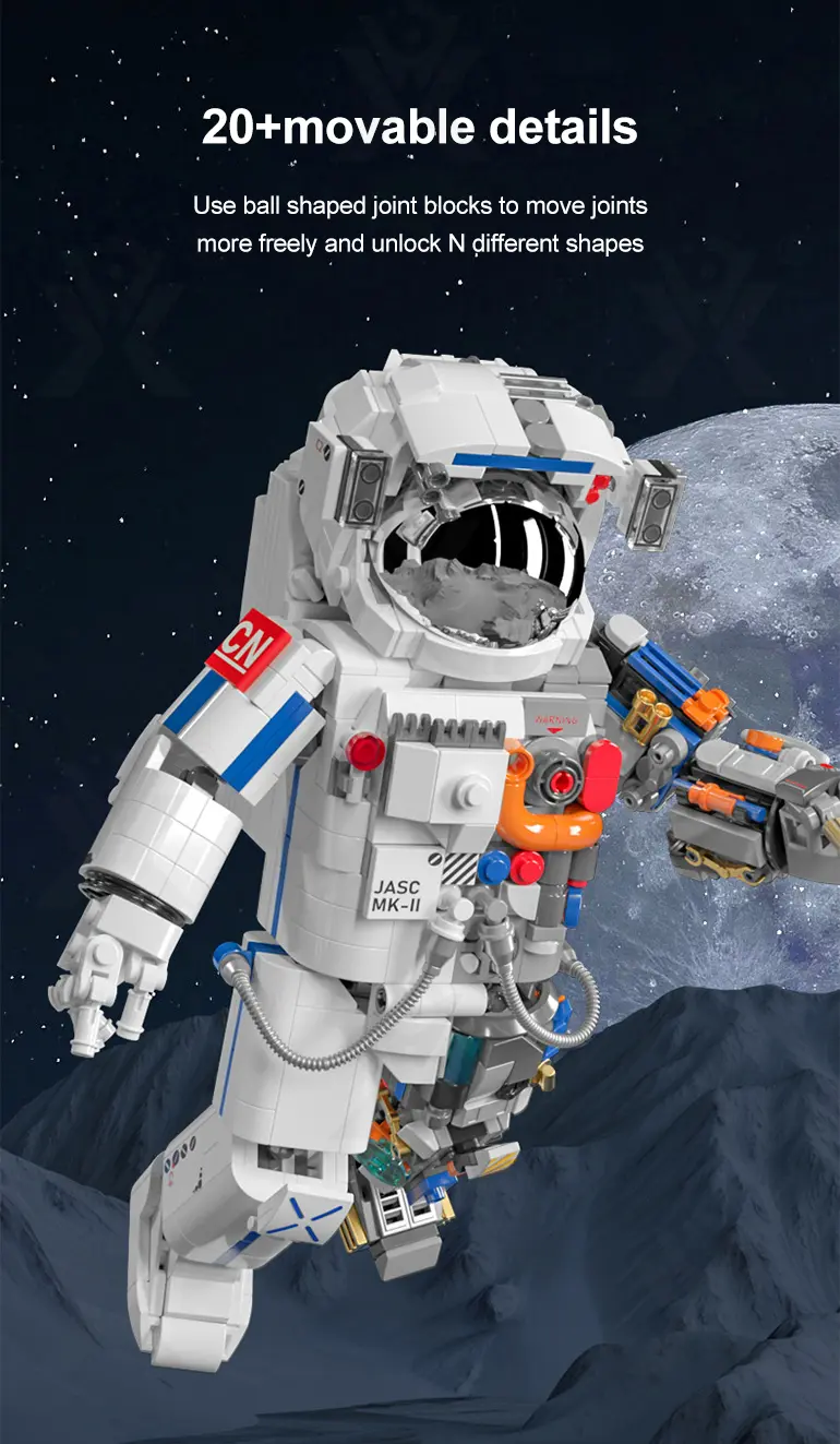 Astronaut Model Toy with Movable Joints & Electroplated Helmet (TG4303956) — product detail panel 3