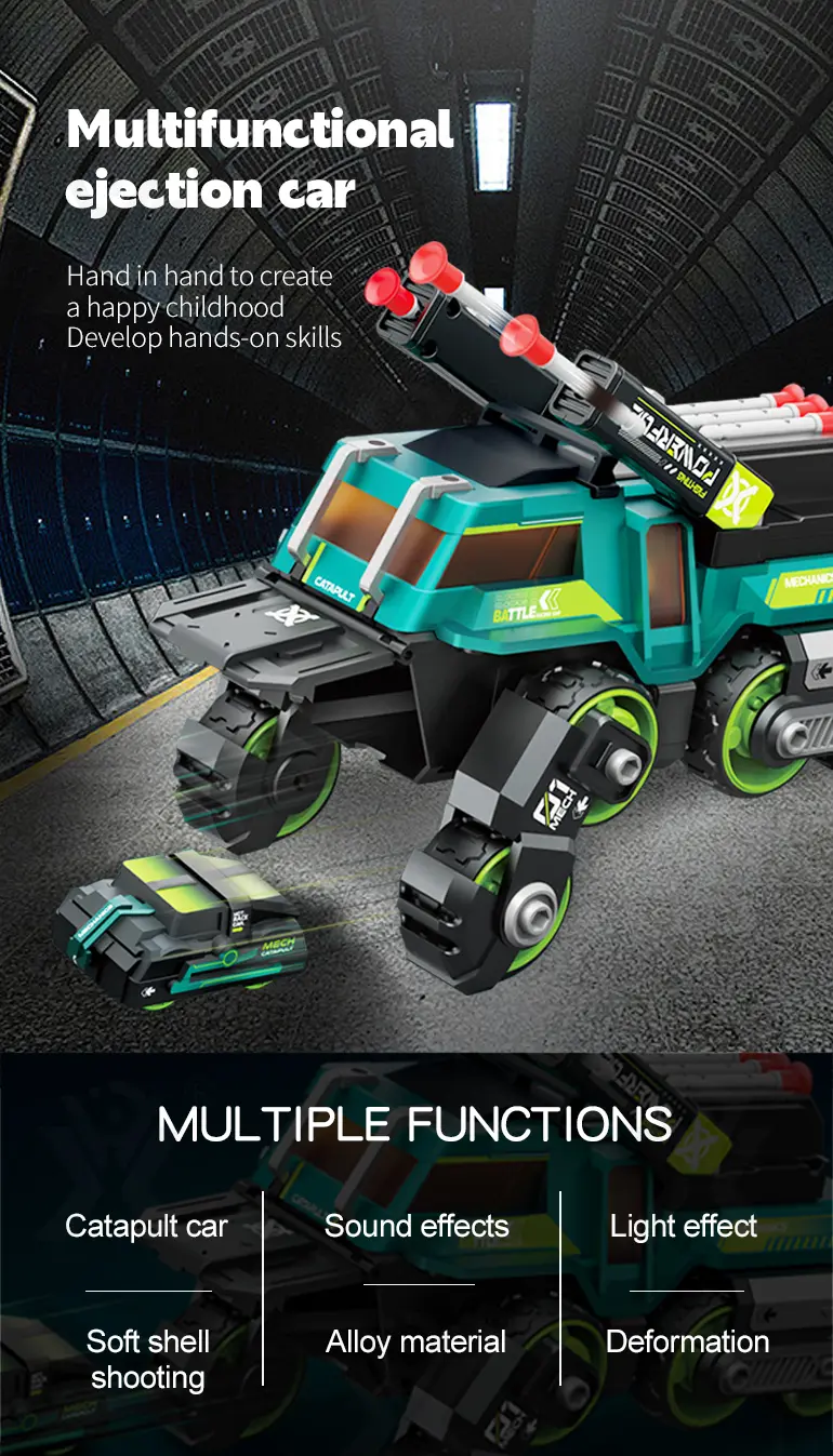 Diecast Ejection 2-in-1 Chariot with Deformation, Lights, and Battle Play (TG4095637) — product detail panel 1