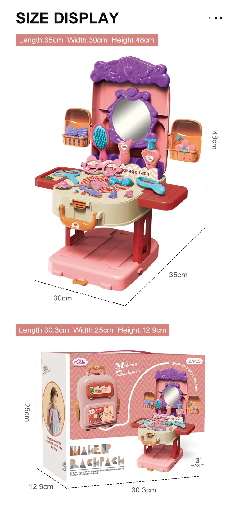 3-in-1 Kids Dresser Backpack with Light & Music for Fun Role Play, Pretend Play Toy (TG2175263) — product detail panel 7