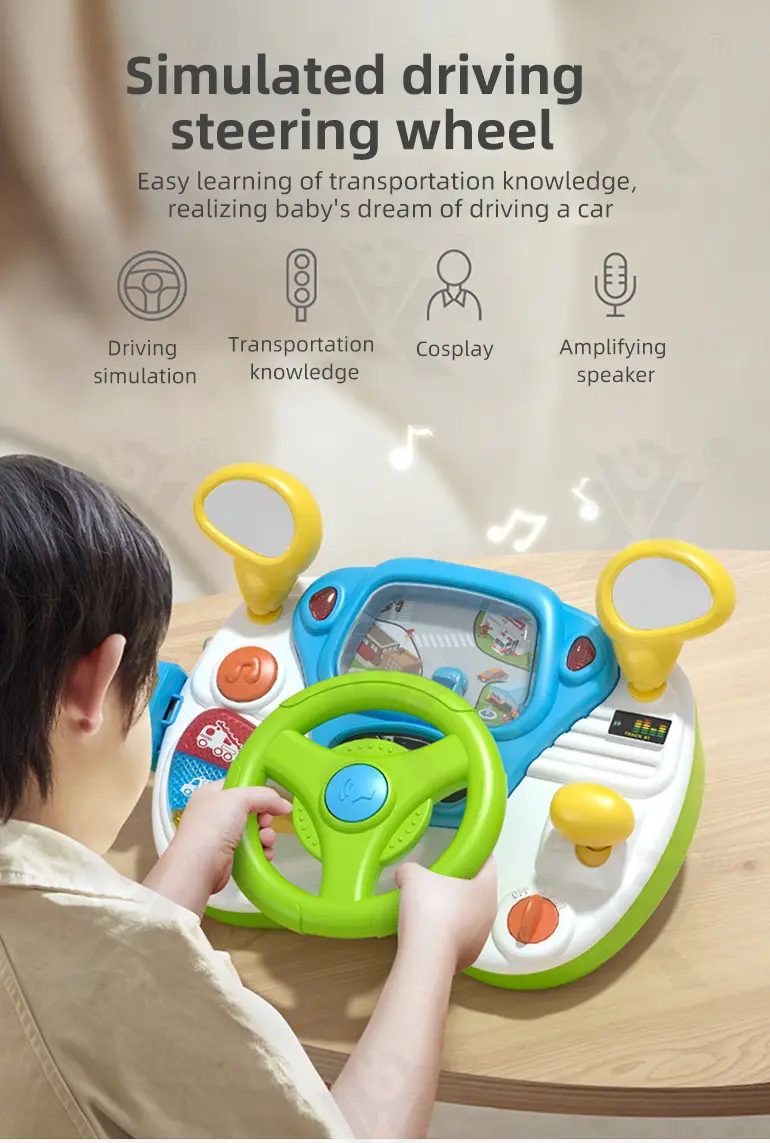 Kids Driving Simulator Toy with Steering Wheel, Gear Shift & Realistic Road Scene (TG4148612) — product detail panel 1