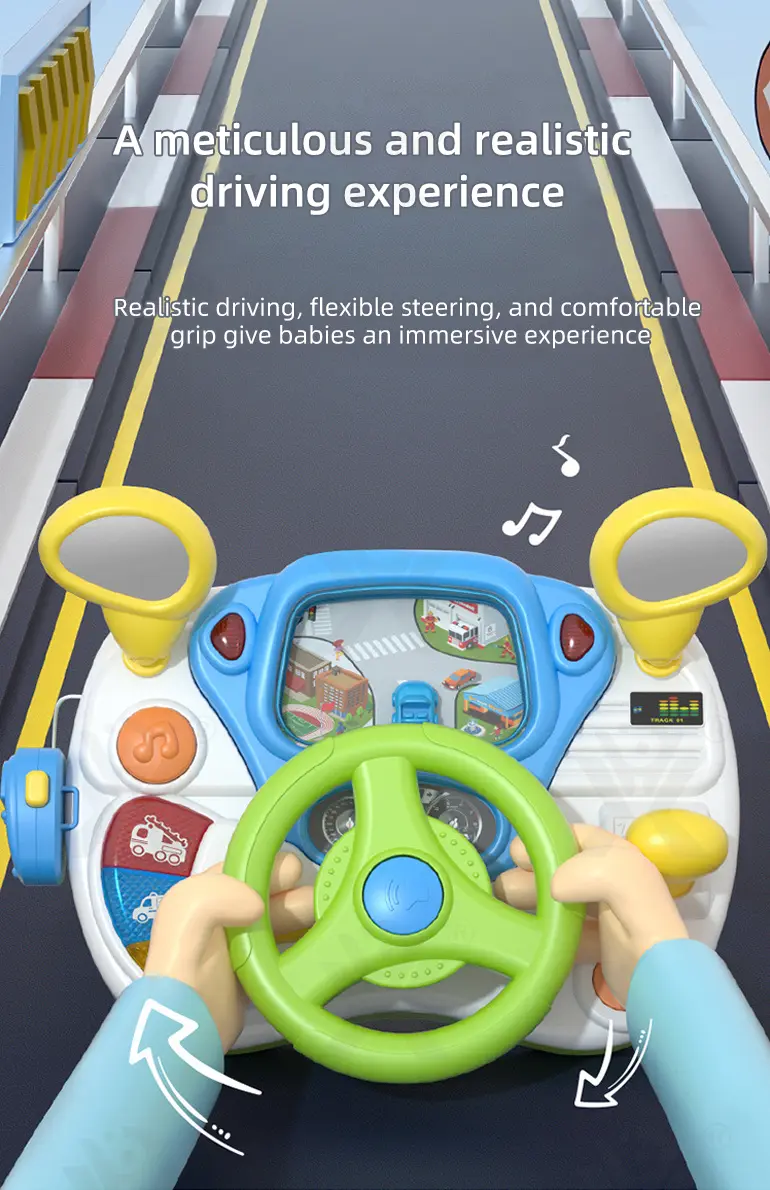 Kids Driving Simulator Toy with Steering Wheel, Gear Shift & Realistic Road Scene (TG4148612) — product detail panel 3