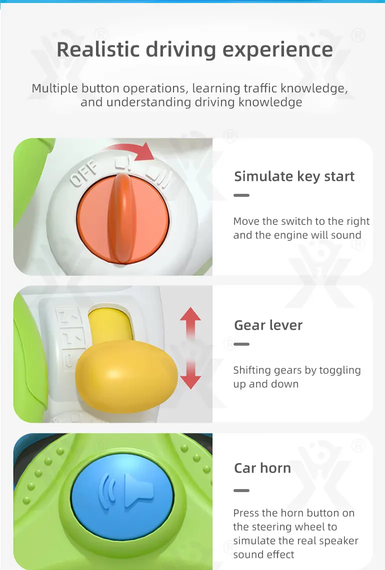 Kids Driving Simulator Toy with Steering Wheel, Gear Shift & Realistic Road Scene (TG4148612) — product detail panel 5